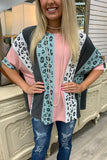 Loose Colorblock Leopard Print T-shirt