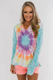 Multicolor Tie-dye Pattern Drawstring Pullover Hoodie