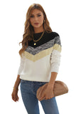 V Stripe Pattern Colorblock Sweater