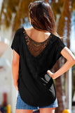 Macrame Low-cut Back Dolman Sleeve Shirt