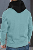 Valentine Love Heart Print Color Block Men's Pullover Hoodie