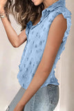 Turn-down Collar Ruffle Polka Dot Tank