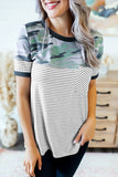 Camo Stripes Mix Prints T-shirt with Pocket