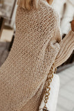 Khaki Open Front Pocket Casual Knitted Sweater