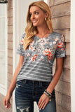 Spring Vibe Floral & Stripe Tee