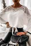 Lace Splicing Tie Knot Bell Sleeve Blouse