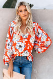 Boho Print Balloon Sleeve Blouse