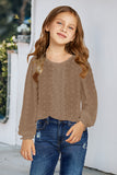 Swiss Dot Lace Splicing Long Sleeve Girl's Blouse