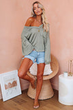 V-neck Lantern Sleeve Knit Long Sleeve Top