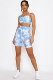 Charcoal Leopard Print Sports Bra Shorts Set