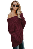Wine Off The Shoulder Winter Sweater