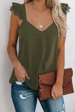 V Neck Flutter Lace Flowy Tank Tops
