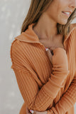 Distressed Seam Trim Waffle Knit Top