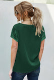 Wine Lace V Neck Short Sleeve T-shirt