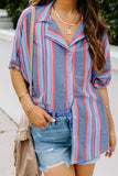 Button Striped Short Sleeves Shirt