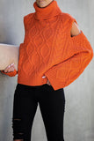 Turtleneck Cold Shoulder Textured Sweater