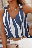 Abstract Striped V Neck Knotted Straps Tank Top