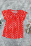 V-neck Short Sleeve Fashion Print Fantasy Fluttering Blouse