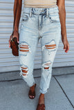 Sky Blue Vintage Wash Distressed Boyfriend Jeans