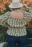 Square Neck Floral Plus Size Peplum Top