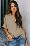 Short Sleeve Button Solid Shirt