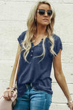 Buttoned Detail Cotton Blend Short Sleeve T-shirt