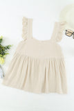 Khaki Flutter Shoulder Babydoll Top
