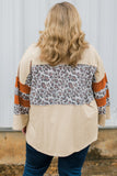 Leopard Color Block Patchwork Plus Size Top