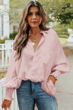 Pink Billowy Sleeves Pocketed Shirt