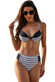 Colorblock Striped Bikini Swimsuit