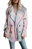 Camo Lapel Collar Open Front Fleece Coat