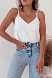 Scalloped V Neck Embroidered Camisole Top