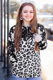 Leopard Print Pullover Hoodie with Pocket