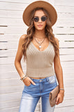 V-Neck Ribbed Knitted Crop Top