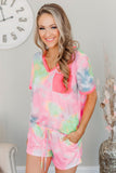 Tie Dye T Shirt and Drawstring Shorts Lounge Set