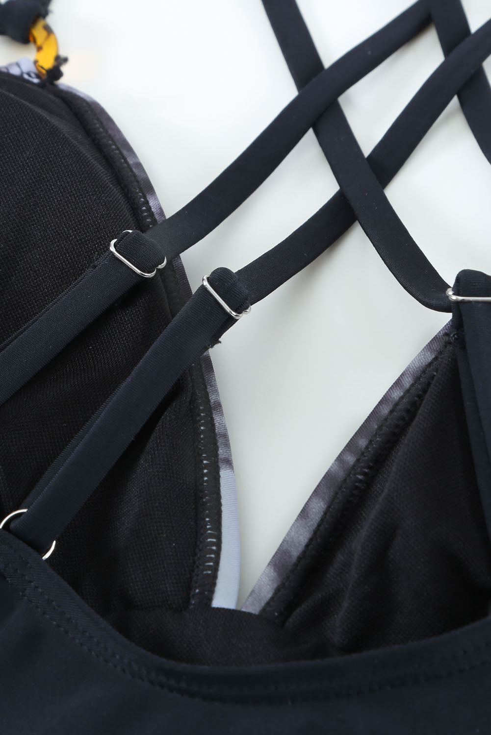 Brown Tie-dye Colorblock Crisscross Back One-piece Swimsuit