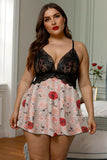 Plus Size Lace Bra Splicing Leopard Babydoll