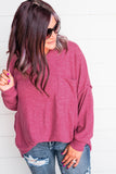 Plus Size Chest Pocket Drop Shoulder Top