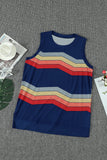 Crew Neck Colorblock Stripes Tank Top