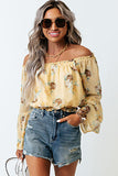 Yellow Bell Sleeves Floral Crop Top