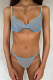 Solid Color Mesh Spaghetti Straps Bralette Set