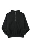 Turn-down Collar Long Sleeve Zipper Fleece Pullover Sweatshirt