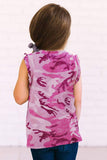 Camo Print Flounced Armholes Little Girls’ Tank