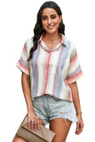 Happier With You Striped Button Top