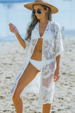 Floral Lace Mesh Open Front Kimono