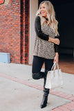 Choker Crisscross Contrast 3/4 Sleeve Leopard Print Top