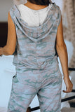 Sleeveless Knit Camo Hoodie Joggers Set