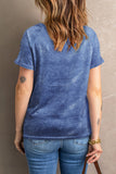 Sky Blue Manifest Dreams Graphic Strappy Cutout Short Sleeve Tee