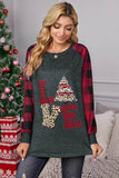 Plaid Christmas Print Long Sleeve Top