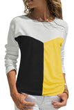 Color Block Splicing O-Neck Blouse